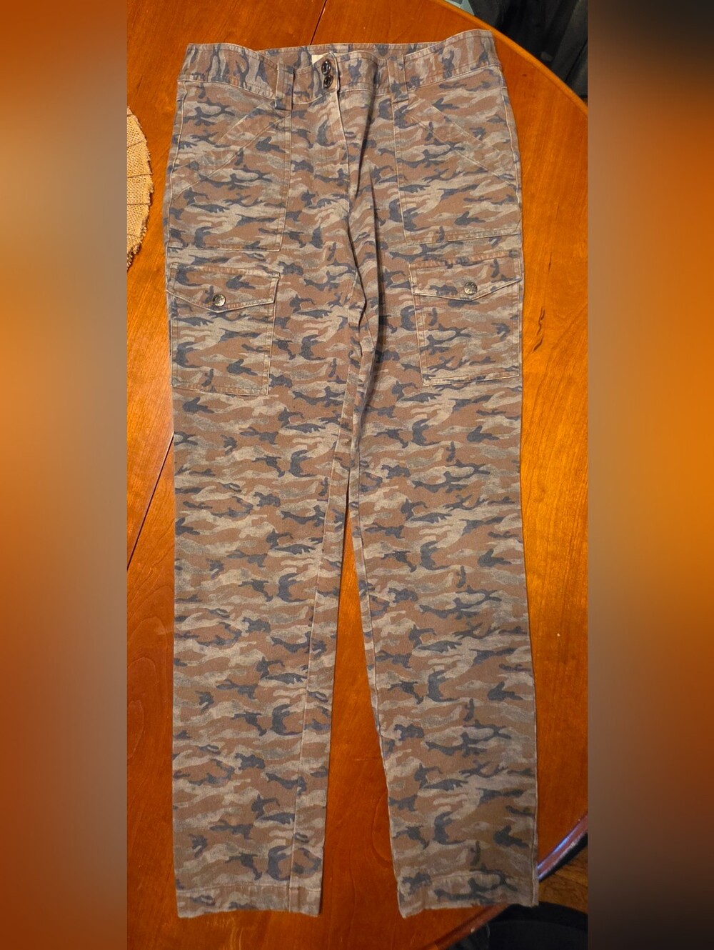Anatomie Karo Camo Stretch Cargo Travel Pants Women's Medium Brown Utility